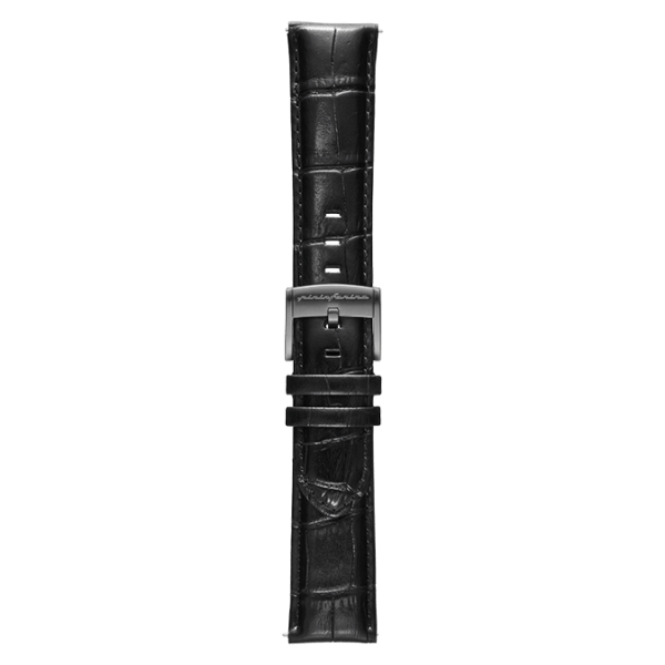 Genuine Italian Leather 22mm Dress Watch Strap – Black -
